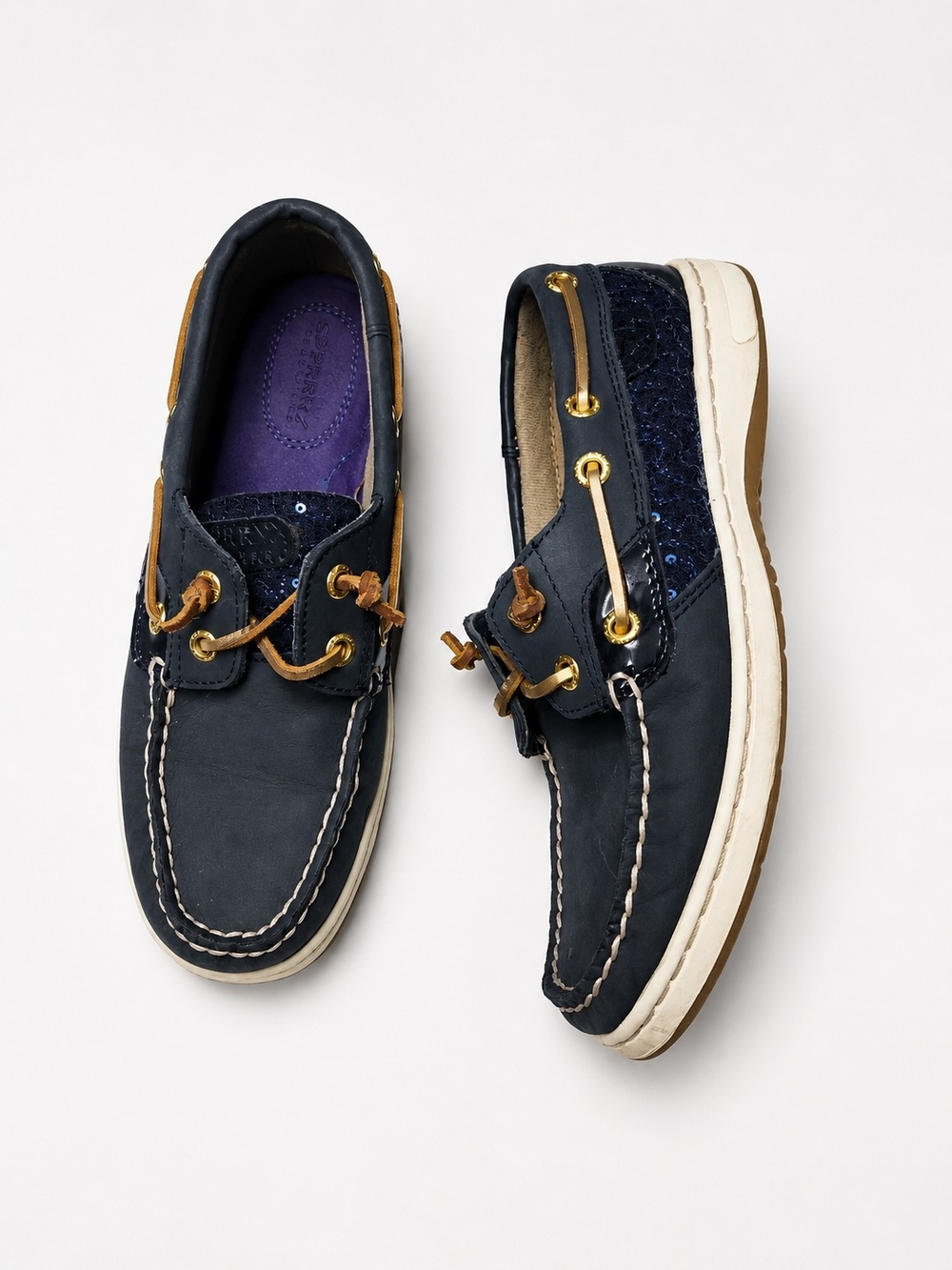 Sperry Size 6 Navy Blue Tan Women’s Boat Shoes